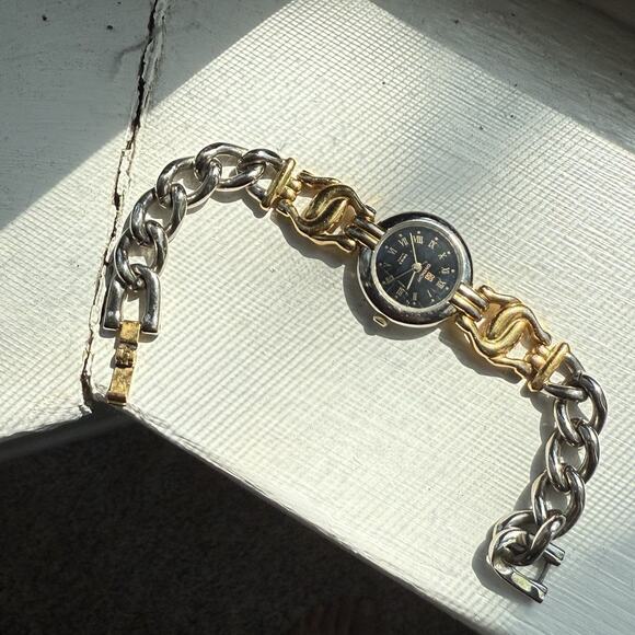 Vintage Givenchy Ladies Bracelet Watch Two Tone Gold Steel Swiss Made Quartz - Picture 4 of 8